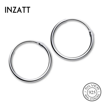  Sterling Silver Geometric round Hoop Earrings for Women Minimalist Fine Jewelry 