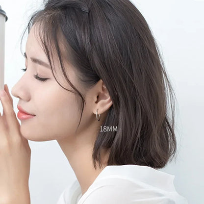  Sterling Silver Geometric round Hoop Earrings for Women Minimalist Fine Jewelry 